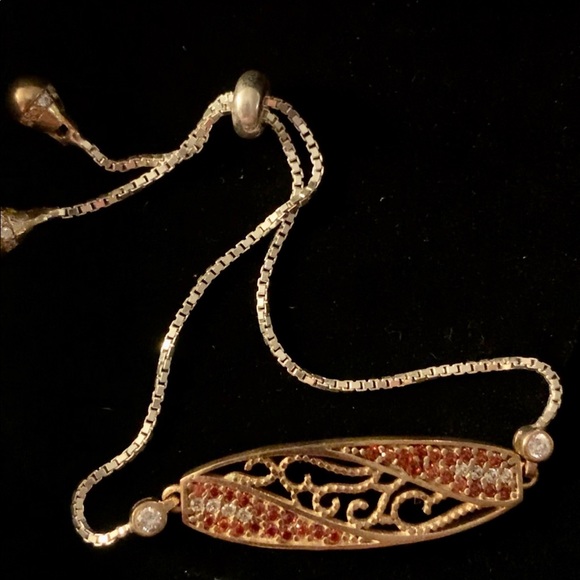 Emerald Or Ruby Topaz Antique Style Bracelet Adjustable Pull Tie - Picture 4 of 8